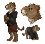  cave_lion clothed clothed_feral clothing digitigrade feline female feral firefeathers headshot_portrait hi_res hoodie lion mammal on_haunches pawpads portrait quadruped sketch solo standing tsavo 