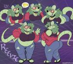 2024 anthro artist_name beanie belly big_belly big_breasts big_butt blue_beanie blue_bottomwear blue_clothing blue_hat blue_headwear blue_pants bottomwear breasts buckteeth butt cheek_markings clothed clothing collar collar_ring colored dated digital_drawing_(artwork) digital_media_(artwork) ear_piercing english_text eyewear facial_markings female fingers flat_colors fluffy fluffy_hair footwear fur glasses green_body green_hair hair hat head_markings headgear headwear hi_res looking_at_viewer mammal markings model_sheet murid murine navel open_mouth pants piercing rat rat_tail rear_view red_clothing reevie_(reevierat) rodent sandals shirt shoes side_belly simple_background smile smiling_at_viewer solo speech_bubble tail taylor_fawks teeth text thick_thighs tight_underwear tinted_glasses tongue topwear torn_bottomwear torn_clothing torn_pants watermark wide_hips