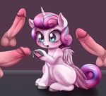 2017 balls blush dankflank disembodied_penis equine feathered_wings feathers female feral flurry_heart_(mlp) friendship_is_magic group hair hi_res horn humanoid_penis male mammal multicolored_hair my_little_pony penis solo_focus two_tone_hair winged_unicorn wings young 
