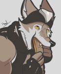absurd_res ahegao anthro brown_body brown_fur canid canine canis chili_dog claws clothed clothing cursed_image eating eating_food epic_games finger_claws food fortnite fur gloves handwear hat headgear headwear hi_res hot_dog humor looking_pleasured male mammal meme pinumontbalou solo wendell_(fortnite) wolf