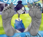 5_toes absurd_res barefoot bodily_fluids buckteeth claire_wheeler clothed clothing collar disney feet female hair hair_over_eye hi_res humanoid humanoid_feet monster monsters_inc monsters_university multi_eye pixar plantigrade salmo_baliki soles solo sweat sweaty_feet teeth toes