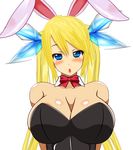  1girl 3d blonde_hair blue_eyes blush breasts choker cleavage female hair_ornament hair_ribbon head_tilt kenn_(pixiv450805) large_breasts long_hair long_twintails looking_at_viewer original ribbon shiny_skin solo twintails upper_body 