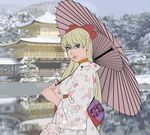  1girl aino_minako blonde_hair blue_eyes bow dante_grapes kimono parasol sailor_venus sketch 