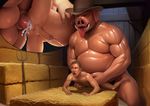  anal anal_penetration anthro balls barn big_dom_small_sub cum cum_in_ass cum_inside cum_while_penetrated cumshot duo ejaculation erection human human_on_anthro humanoid_penis interspecies male male/male mammal monds musclegut muscular orgasm penetration penis pig porcine sex size_difference 
