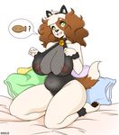  2017 anthro bailey_(boxollie) big_breasts boxollie breasts canine clothing digital_media_(artwork) female food looking_at_viewer mammal nipples solo thick_thighs 