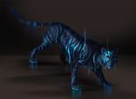  black_fur blue_stripes feline feral fur galidor-dragon mammal paws simple_background solo standing striped_fur stripes tiger 