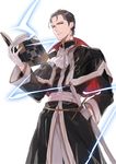  black_hair book brown_eyes capelet fire_emblem fire_emblem:_thracia_776 fire_emblem_heroes gloves looking_at_viewer magic male_focus reinhardt_(fire_emblem) simple_background solo white_background 
