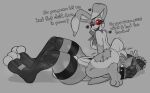 0r0 0r0ch1 3_toes animal_humanoid anthro big_butt blush bottom_heavy bound bubble_butt buckteeth bunny_costume butt clothed clothing costume dominant dominant_female duo facesitting feet female femboy five_nights_at_freddy's five_nights_at_freddy's:_security_breach fursuit grey_background grinding grinding_on_face hands_tied hi_res humanoid knife lagomorph lagomorph_humanoid legwear leporid leporid_humanoid male male/female mammal mammal_humanoid monochrome muscular muscular_thighs rabbit rabbit_humanoid red_eyes scottgames simple_background sitting_on_another steel_wool_studios stitch_(disambiguation) suit teeth text thick_thighs toes topless vanny_(fnaf) wide_hips