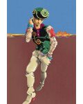  1boy afro araki_hirohiko_(style) ark_nemesis blonde_hair cellphone full_body green_hair green_shirt highres holding holding_phone jojo_no_kimyou_na_bouken jojolion long_sleeves multicolored_hair pants phone shirt smartphone stuffed_animal stuffed_toy teddy_bear tooru_(jojolion) yellow_pants yellow_sleeves 