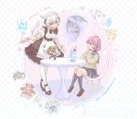  animal_ears apron cat_ears cat_tail chair chocobo contemporary crystal dragon enkidu_(ff14) exdeath final_fantasy final_fantasy_v final_fantasy_xiv food gilgamesh_(final_fantasy) highres hiryuu_(ff5) ice_cream in-franchise_crossover krile_baldesion_(ff14) lenna_charlotte_tycoon maid maid_apron maid_cafe maid_headdress mcarkp_ff miqo&#039;te moogle omega_(final_fantasy) on_chair pink_hair school_uniform sundae table tail thighhighs y&#039;shtola_rhul 