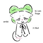1:1 :3 aliasing ambiguous_gender artist_name belly black_eyebrows black_text blush blush_lines circle_eyebrows clothing digital_media_(artwork) domestic_cat ears_down english_text eyebrows felid feline felis feral frog_hat fur green_clothing green_hat green_headwear half-closed_eyes hat headgear headgear_only headwear headwear_only heart_symbol hi_res long_tail looking_at_viewer looking_up mammal monotone_background monotone_belly monotone_chest monotone_face monotone_head monotone_tail mostly_nude narrowed_eyes onomatopoeia paws pink_text pivoted_ears sillycritterz simple_background sitting sitting_on_ground small_eyebrows solo sound_effects tail tail_on_ground text twitter_handle white_background white_belly white_body white_chest white_ears white_fur white_paws white_tail