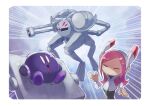  1girl absurdres bound bound_wrists closed_eyes emphasis_lines hair_ornament hairclip highres kirby:_planet_robobot kirby_(series) mecha mecha_knight meta_knight open_mouth pink_hair rayman_limbs robot shiburingaru susie_(kirby) trembling 