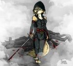 aliya_sari_(readerno31142) anthro assassin bad_guy_cafe blood bodily_fluids brown_body brown_fur brown_hair canid canine corsac_fox female fox fur green_eyes grey_body grey_fur hair knife mammal melee_weapon solo sword tan_body tan_fur true_fox weapon white_body white_fur ziegelzeig