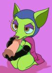  2018 anthro breasts canine cartoon_network chihuahua clothed clothing courage_the_cowardly_dog digital_media_(artwork) dog duo ear_piercing female female_focus four-pundo half-closed_eyes interspecies male male/female mammal nipples penis piercing shirley_the_medium simple_background solo_focus 