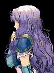  absurdres armor black_background blue_hair fire_emblem fire_emblem:_rekka_no_ken florina green_eyes highres long_hair looking_at_viewer ormille pauldrons simple_background solo 