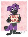  2017 3_toes 4_fingers anthro black_fur canine dog fur mammal purple_fur simple_background smile standing toes xylious 