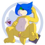  2017 3_toes 4_fingers alpha_channel anthro balls blue_hair book circumcised circumcision_scar clothing flaccid food footwear front_view hair hollo_nut humanoid_penis koopa koopaling looking_at_viewer ludwig_von_koopa male mario_bros navel nintendo nipples nude orange_scales penis purple_eyes scales scalie shoes simple_background solo toes transparent_background video_games 