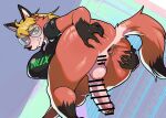 2025 absurd_res anthro anus backsack balls big_breasts black_body black_clothing black_fur black_shirt black_topwear blonde_hair blush bodily_fluids bottomless breasts butt butt_grab canid canine censored clothed clothing dipstick_tail erection foreskin fox fur gaping gaping_anus genitals glans gloves_(marking) hair hand_on_butt herm hi_res humanoid_genitalia humanoid_penis humanoid_pussy intersex kori-nio leg_markings linux looking_back mammal markings partially_clothed penis pointy_ears prick_ears pussy red_body red_fox red_fur server_room shirt snout socks_(marking) solo spread_anus spreading sweat sweatdrop tail tail_markings text text_on_clothing text_on_shirt text_on_topwear topwear true_fox xenia_(linux) yellow_eyes