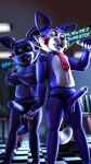 3d_(artwork) 4k 9:16 absurd_res angry animatronic anthro balls blurred_background candy_(fnac) checkered checkered_floor cross_pupils crossed_arms dialogue digital_media_(artwork) domestic_cat duo english_text envy erection fangs felid feline felis five_nights_at_candy&#039;s genitals gesture glowing glowing_eyes hand_gesture hi_res humanoid_genitalia humanoid_penis inside jizzyfox machine male mammal necktie nude_anthro nude_male old_candy_(fnac) penis red_necktie robot robot_anthro talking_to_another teeth text thumbs_up watermark