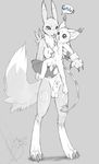  anthro balls blush breasts canine dickgirl digimon duo female fingering fox gatomon grey_shade intersex mammal nipple_piercing nipples penis piercing pussy renamon size_difference toxic_neon_shayde 