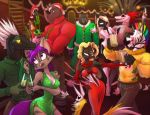  2018 anthro black_fur black_scales blonde_hair breasts canine cassi_dupuis christmas cleavage clothed clothing david_lillie dreamkeepers eyes_closed fox fur grey_fur group hair hal_adhil holidays male mammal marcus_adhil miri_rodgers multicolored_hair open_mouth purple_eyes purple_hair rainbow_hair red_hair scales tesla_(the_wayward_astronomer) the_wayward_astronomer tongue tongue_out trooper_(twa) vanir white_scales yellow_sclera 