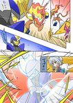  bisharp comic commentary_request crossover fire gen_4_pokemon gen_5_pokemon highres infernape izayoi_sakuya maid maid_headdress noel_(noel-gunso) pokemon pokemon_(creature) shiny_pokemon touhou translated 