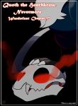absol avian beard black_body black_feathers bone claws colored cover_art darknsfwindie digital_media_(artwork) english_text erron_buchanan facial_hair feathers feral foot_on_skull generation_3_pokemon generation_4_pokemon hi_res honchkrow male nintendo pokemon pokemon_(species) red_smoke shaded skull smoke solo teeth text wanderlust watermark white_beard white_facial_hair