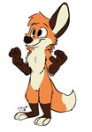  3_toes 4_fingers anthro brown_fur canine fox fur green_eyes male mammal orange_fur simple_background solo standing toes white_fur xylious 