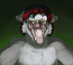 2014 absurd_res acidic anthro anthro_pred biped bodily_fluids bust_portrait canid canine canis cheek_tuft chest_tuft colored digital_media_(artwork) dripping drooling ears_down eyebrows facial_tuft fangs first_person_view front_view fur gaping_mouth glistening glistening_eyes grabbing grin hair hi_res hungry ian_naxieas imminent_vore inner_ear_fluff looking_at_viewer male male_pred mammal mouth_shot nude open_mouth pivoted_ears portrait saliva saliva_drip saliva_on_tongue saliva_string shaded sharp_teeth short_hair simple_background smile solo teeth throat tongue tongue_out tuft vore wolf