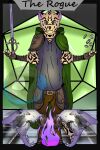 bone card coin cor1998l d20 dice domestic_cat dungeons_and_dragons felid feline felis hasbro hi_res leopardus mammal melee_weapon ocelot rogue skull sword tabaxi tarot weapon wizards_of_the_coast