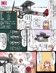  5girls ahoge aircraft airplane akashi_(kantai_collection) ark_royal_(kantai_collection) biplane blonde_hair bob_cut braid comic crown cup double_bun dress engine french_braid hairband highres holding holding_cup kantai_collection kongou_(kantai_collection) kugisho_b3y long_hair mini_crown multiple_girls nontraditional_miko northern_ocean_hime pale_skin pink_hair red_hair shinkaisei-kan speech_bubble sunburst teacup tiara translation_request tsukemon warspite_(kantai_collection) white_hair 