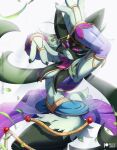 2025 anthro breasts clothed clothing dancer_style_meowscarada female fur generation_9_pokemon green_body green_fur hi_res julia_(rilex_lenov) meowscarada nintendo pink_eyes pokemon pokemon_(species) pokemon_unite rilex_lenov solo