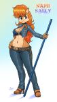 2024 anthro archie_comics belt bottomwear bra breasts brown_body brown_fur chipmunk clothing ear_piercing eyebrows eyelashes female fur glistening glistening_body glistening_breasts ground_squirrel hair hand_on_hip hi_res jamoart long_hair mammal midriff nami_(one_piece) navel one_piece orange_hair pants piercing rodent sally_acorn sciurid sega skirt smile solo sonic_the_hedgehog_(archie) sonic_the_hedgehog_(comics) sonic_the_hedgehog_(series) tan_body tan_fur thick_thighs underwear wide_hips