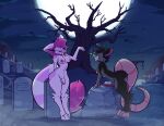 absurd_res ailurid anthro cemetery duo female herm hi_res intersex intersex/female lilia_green magic_user mammal maxtorcito nude red_panda tombstone witch