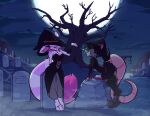 absurd_res ailurid anthro cemetery clothing duo female hat headgear headwear herm hi_res intersex intersex/female lilia_green magic_user mammal maxtorcito red_panda tombstone witch witch_costume witch_hat