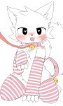anthro arm_warmers armwear bell bell_collar blush chano clothing collar femboy hi_res leash legwear male male/male silly_cat_(mauzymice) solo tail thigh_highs tongue tongue_out