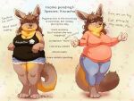 2025 4_toes anthro bangs belly big_belly big_breasts black_clothing black_nose black_shirt black_tank_top black_topwear blush bottomwear breasts brown_body brown_eyes brown_fur brown_hair chinchillid cleavage clothed clothing countershading denim denim_bottomwear denim_clothing denim_shorts dialogue digital_media_(artwork) english_text eyes_closed feet female fluffy fluffy_tail fur hair half-closed_eyes inner_ear_fluff jeans long_ears long_hair mammal narrowed_eyes neck_tuft noviraine offering_hug overweight overweight_female pants paws pink_clothing pink_shirt pink_topwear rodent shirt shorts signature simple_background smile solo standing tail tank_top text text_on_clothing text_on_topwear thick_thighs tired toes topwear tuft viscacha wide_hips yellow_body yellow_countershading