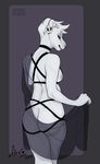  &lt;3 2017 alex_(lundi) anthro bedroom_eyes big_thighs biped border breasts butt character_name choker clothing crossed_legs digital_drawing_(artwork) digital_media_(artwork) ear_piercing eyelashes facial_piercing female gauged_ear grey_background grey_border grey_eyes grey_nipples hair half-closed_eyes harness holding_clothing holding_object humanoid_hands inner_ear_fluff looking_at_viewer looking_back mammal nipples nose_piercing nose_ring nude outside_border piercing portrait purple_background rear_view seductive septum_piercing shawl short_hair side_boob signature simple_background slightly_chubby smile solo sometimessmuthappens standing three-quarter_portrait translucent unknown_species watermark white_body white_hair 