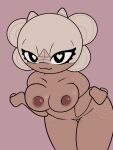 animated bent_over big_breasts bouncing_breasts breasts brown_body brown_nipples brown_skin corretta_(etor3cart) etor3cart female genitals heart_eyes heart_symbol hi_res horn looking_at_viewer markings nipples nude pussy seductive shaking_breasts thick_thighs unknown_species