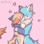 1:1 after_kiss ambiguous_gender animated anthro blue_body blue_fur blush blush_lines brown_eyes deep_kiss digital_media_(artwork) domestic_cat duo eye_contact eyes_closed felid feline felis floating_hearts fur heart_symbol hug kiss_on_lips kissing kissing_sound_effect looking_at_another making_out male_(lore) mammal niceth_ings nude_anthro open_mouth pixel_(artwork) pixel_animation short_playtime simple_background tail text white_body white_fur