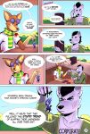 absurd_res ambiguous_species anthro appliance baltazarf black_hair blood_on_shirt blue_bird blue_eyes brown_body brown_eyes brown_fur canid canine canis chibi clothing coat coffee_maker comic dark_matter_(li&#039;l_melon) dialogue duo elbows_on_table english_text eyebrows facial_scar flight_goggles frown fur furrowed_brow green_eyes grey_body grey_fur hair hi_res holding_key holding_object inside keurig key keychain kitchen kitchen_appliance leaning_on_table li&#039;l_melon male mammal mohawk page_number profanity raised_eyebrow scar scarf scowl shirt sitting speech_bubble stare strays_in_paradise t-shirt talking_to_another text text_on_clothing text_on_shirt text_on_topwear topwear wallet window wolf