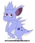 2021 ambiguous_gender belly female feral generation_1_pokemon hi_res horn kerilyn looking_at_viewer mia_(kerilyn) nidorina nidorino nintendo pokemon pokemon_(species) red_eyes shiny_pokemon simple_background solo_focus spikes tail trans_(lore) trans_woman_(lore)