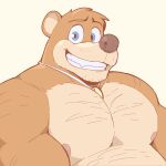 1:1 anthro areola banjo-kazooie banjo_(banjo-kazooie) barazoku bear belly biceps big_muscles black_nose blue_eyes brown_body brown_fur bust_portrait countershade_face countershade_torso countershading deltoids digital_drawing_(artwork) digital_media_(artwork) eyebrows fur grin grinning_at_viewer jewelry jrjresq looking_at_viewer male male_anthro mammal monotone_background multicolored_body musclegut muscular muscular_anthro muscular_male necklace necklace_only nipples nude nude_anthro nude_male pecs pink_areola pink_nipples portrait rareware simple_background smile smiling_at_viewer solo tan_body tan_countershading tan_inner_ear teeth three-quarter_view tooth_necklace two_tone_body whisker_spots