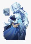  1girl blue_dress blue_skin colored_skin cookie_run cookie_run:_kingdom dress evil_grin evil_smile f4d1a6 grin heterochromia highres long_hair shadow_milk_cookie shadow_milk_cookie_(female) slit_pupils smile solo very_long_hair white_hair 
