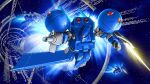  arm_cannon artist_request battle dra-c energy_beam energy_blade fake_screenshot firing gundam gundam_0083 highres machinery mecha mecha_focus mobile_suit no_humans o&#039;neill_cylinder one-eyed robot science_fiction shield space space_habitat star_(sky) thrusters vernier_thrusters weapon zeon 