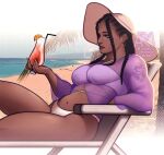  beach beach_chair bikini box_braids breasts cornrows dark-skinned_female dark_skin drink holding holding_drink larvamarssz medium_breasts outdoors resident_evil resident_evil_5 see-through_clothes sheva_alomar shoulder_tattoo sitting swimsuit tattoo tribal_tattoo tropical_drink white_bikini 