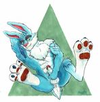  2015 3_toes azul_(artist) balls biped bunnymund claws easter easter_bunny erection feet fur holidays humanoid_penis lagomorph male mammal muscular muscular_male nipples nude penis rabbit rise_of_the_guardians simple_background solo toe_claws toes 