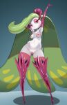 absurd_res areola blush breasts eyelashes eyeliner female fingers generation_7_pokemon genitals green_body hi_res hitmanatee humanoid makeup navel nintendo nipples open_mouth pink_eyes pokemon pokemon_(species) pseudo_clothing pupils pussy_tape shadow simple_background solo standing tape tsareena vulva white_body