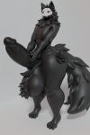 2:3 3d_(artwork) absurd_res anthro balls big_balls big_penis black_body black_fur canid canine canis changed_(video_game) digital_media_(artwork) erection femboy fur genitals goo_creature hi_res huge_balls huge_penis hyper hyper_balls hyper_genitalia hyper_penis male mammal nude penis puro_(changed) raguda solo standing tail thick_thighs white_eyes wide_hips wolf