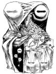  balance_scale cloak disembodied_eye elden_ring elden_ring_nightreign extra_eyes facing_viewer goat_horns greyscale hand_up highres holding horizontal_pupils horns libra_(elden_ring) looking_at_viewer monochrome monster monster_focus sketch solo very_big_eyes weighing_scale white_background wide_sleeves yukinaga_(eruserion) 
